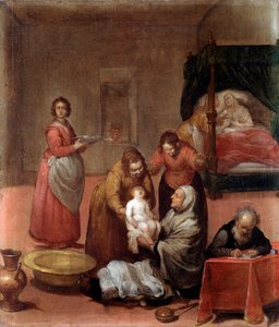 El nacimiento de Juan el Bautista (detalle) de Luciano Borzone