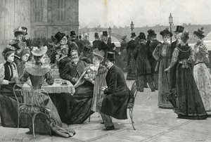 La Cámara de los Comunes: Té en la terraza (litografía)
