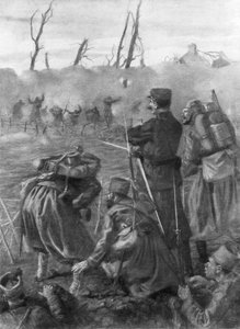 Un ataque de gas cloro, Segunda Batalla de Ypres, Bélgica de Lucien Jonas