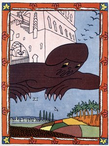 Un genio - en "Las mil y una noches", ilustración de Lucien Laforge (1889-1952)