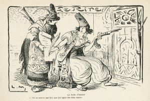Ilustración en Le Rire, 26/10/12 - La paz de Ouchy - Balcanes, Suiza, Guerra 14-18, tratado de Lausana (grabado) de Lucien Metivet