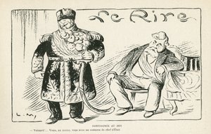 Ilustración en Le Rire, 27/07/12 - Confidencia al bey - Colonización - Fallieres Armand, Naceur Bey (Mohamed el-Naceur Bey) de Lucien Metivet