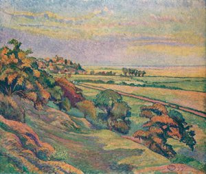 Rye desde Cadborough, Atardecer de Lucien Pissaro
