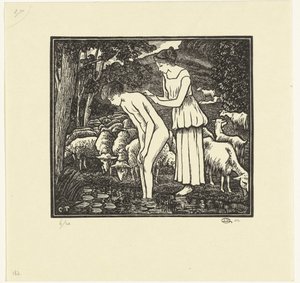 Cloë lava a Dafnis Daphnis et Chloé (título de la serie) de Lucien Pissarro