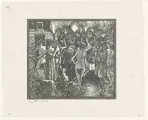 De fakkeloptocht Daphnis y Cloe, procesión de antorchas Daphnis y Cloe (título de la serie) de Lucien Pissarro