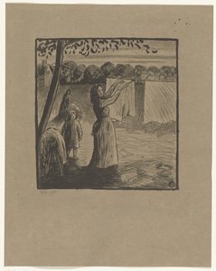 colgar la ropa de Lucien Pissarro