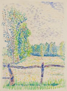 La Barriere, prados de Eragny, c. 1886 de Lucien Pissarro