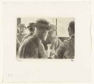 Hombres en un café de Lucien Pissarro