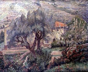 Paisaje de Orovida, el cerezo de Lucien Pissarro