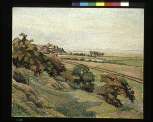 Rye From Cadborough, Sunset (óleo sobre lienzo) de Lucien Pissarro