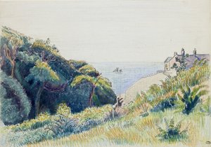 La casa del guardacostas, Ecclesbourne, 1918 de Lucien Pissarro