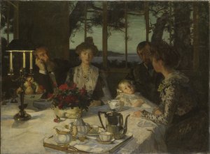 Hablando en el crepúsculo, por Simon, Lucien (1861-1945) de Lucien Simon