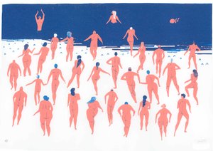 Carrera desnuda por la playa, 2016 (serigrafía)