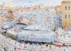 Vista desde el balcón, Mahane Yehuda, Jerusalén de Lucy Willis