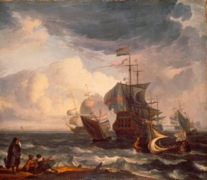 Buques de guerra holandeses de Ludolf Backhuysen