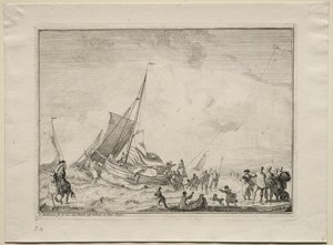 Lanzamiento de un barco de Ludolf Backhuysen