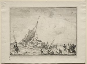 Botadura de un barco, 1701 de Ludolf Backhuysen