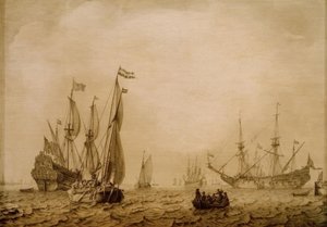 Barcos en la rada de Vlissingen (?) de Ludolf Backhuysen