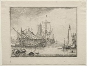 Barcos en reparación de Ludolf Backhuysen