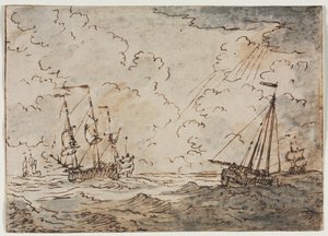 Barcos en el mar, siglo XVII