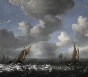 Paisaje marino con barcos de pesca