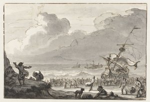 La carga de un barco se lleva a tierra de Ludolf Bakhuysen
