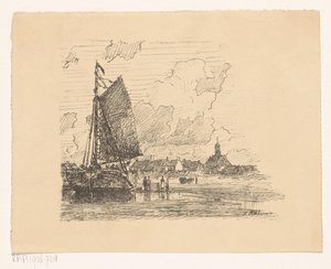 Barcaza bomba en la playa de Noordwijk aan Zee de Ludolph Berkemeier (signed by artist)
