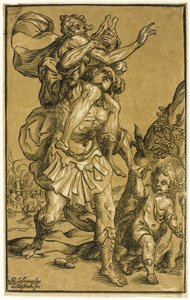Eneas llevando a su padre, Anquises de Ludolph Büsinck