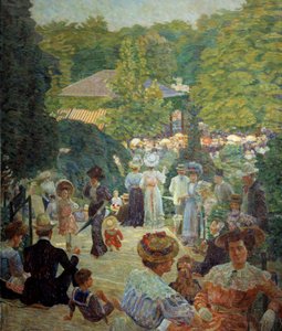 El Parque Montsouris desde el quiosco tiene música en 1900. Pintura de Ludovic Vallee (1864 - 1939) de Ludovic Vallee