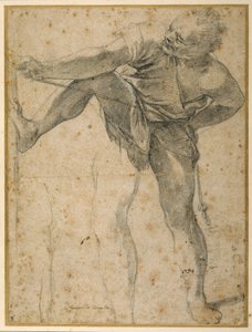 Hombre tirando de una cuerda, su pierna izquierda rehecha una segunda vez de Ludovico Carracci