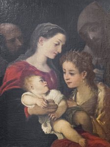 La Sagrada Familia con los santos Francisco y Catalina de Alejandría, c.1589-92 (óleo sobre lienzo) de Ludovico Carracci