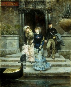 Salida del Hotel Royal, Venecia, 1881 de Ludovico Marchetti
