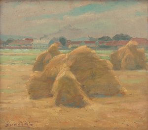 Cosecha, c.1910 (óleo sobre tabla) de Ludovit Cordak
