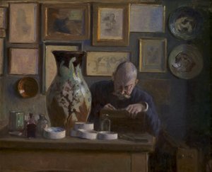 El arquitecto Thorvald Bindesbøll en su estudio de Ludvig Find