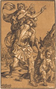 Eneas salvando a su padre de Troya de Ludwig Büsinck after Georges Lallemand