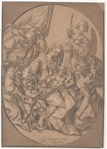 La Sagrada Familia con el Niño San Juan, en un Óvalo, c.1623