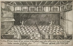 Un juego de tenis real, c.1600 (grabado)