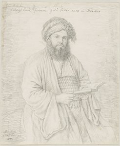 El padre carmelita Wolfgang Bock con traje oriental de Ludwig Emil Grimm