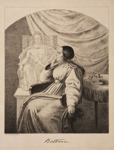 Retrato de la escritora Bettine von Arnim 1785-1859, nacida Brentano de Ludwig Emil Grimm