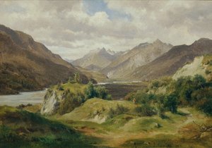 valle con montañas de Ludwig Halauska