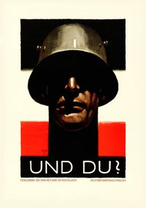 Y tú casco de acero, Liga de Soldados del Frente, 1929 de Ludwig Hohlwein