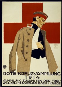 Campaña de recaudación de fondos para la Cruz Roja Alemana, pub. 1914 (litografía en color) de Ludwig Hohlwein