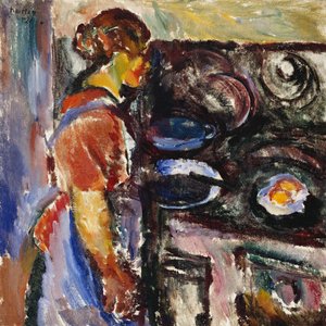 Chica en la cocina; Pike I Kjokken, 1921