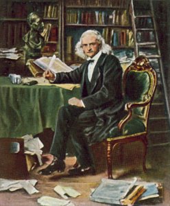 Theodor Mommsen, erudito clásico, historiador y escritor alemán (litografía en color)