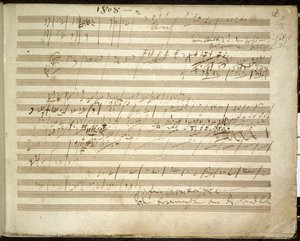 Agregar. 31766, f.2 Sinfonía n.º 6 en fa mayor, op. 68 también conocida como la Sinfonía Pastoral (tinta sobre papel) de Ludwig van Beethoven