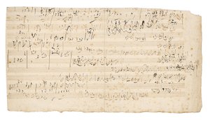Manuscrito musical autógrafo, una hoja de boceto para el movimiento lento del Cuarteto de Cuerdas en Do, Op.59, No.3, el tercer cuarteto "Razumovsky", Viena, c.1806 de Ludwig van Beethoven