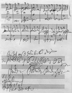 Partitura musical manuscrita (tinta sobre papel) de Ludwig van Beethoven