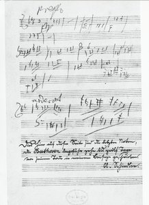 La última página de música escrita por el compositor alemán Ludwig van Beethoven (1770-1827) de Ludwig van Beethoven