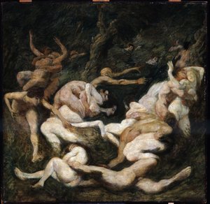 El secuestro de las mujeres. Pintura de Ludwig von Hofmann (1861-1945). Óleo sobre lienzo. Tamaño: 70,8x72cm. Pushkin, Moscú
El secuestro de mujeres de Ludwig von Hofmann
