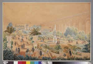 Exposición de flores en el picadero de Moscú. Obra de Luigi Premazzi (1814-1891), acuarela y gouache sobre papel de Luigi Premazzi